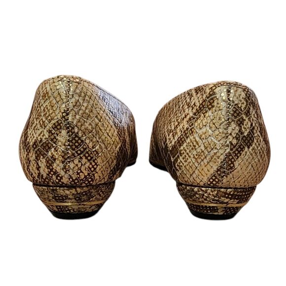 California Magdesians Shoes Women 6.5 Gold Leather Snakeskin Print Slip On Vtg - Picture 7 of 14